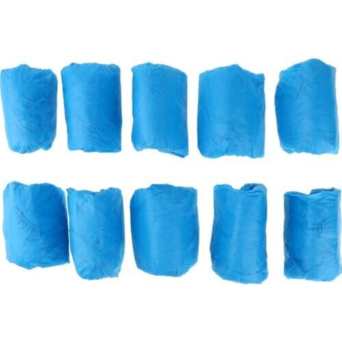 100 PCS Plastic Disposable Shoe Covers Boot Cover Overshoes Nonslip Thick