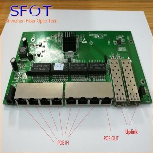 2 Ports SFP+8 Ports RJ45 POE reverse Switch board, not manageable, 1~7 ports POE IN and port 8 POE OUT