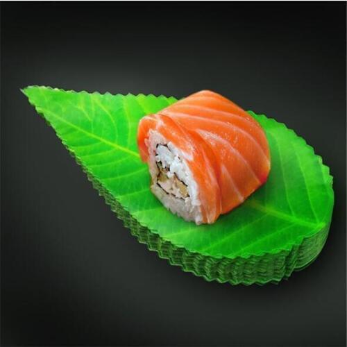 200Pcs/pack Creative Plastic Leaf Sushi Tools Sashimi Decor Tools Green Leaf Japanese Food Sushi Decoration Leaves Sushi Grass