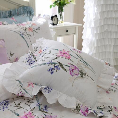 2019 New Garden pastoral print cushion cover elegant ruffle pillow cover handmade wrinkle princess elegant bedding pillow case