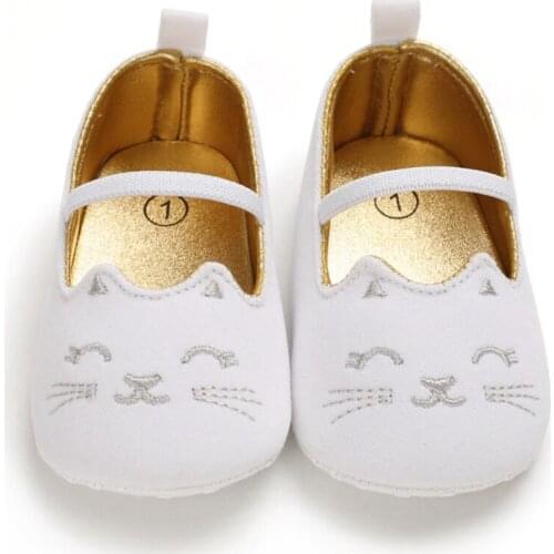 2021 Toddler Cute Cat Print Anti-Slip Princess Shoes 0-18M Baby Girls Casual Sneakers Soft Soled First Walkers