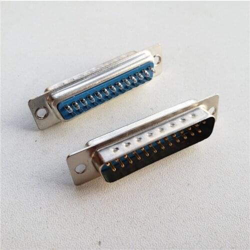 25pcs DB25 connector female U-shaped wire foot two rows 25 pin straight pins on wire connector DIY for computer