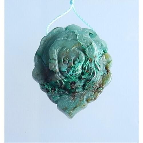 Semiprecious stone jewelry,wholesale gemstone.birthday present,Fashion Carved Angel Chrysocolla stone Pendant,37x31x11mm,18.2g