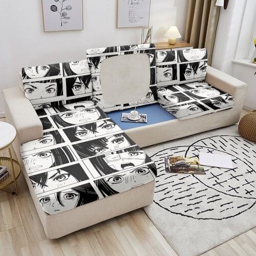 Funiture Protector Cartoon Sofa Cover Corner Sofa Seat Slipcover Stretch Couch Cover Elastic Material Sofa Seat Cover 1-4Seat