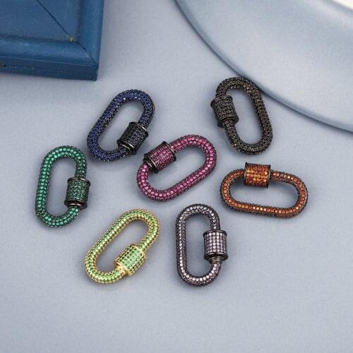 Colored Metal Rhinestone Oblong Geometric Jewelry End Connector DIY Necklace Bracelet Making Clasps Hooks Accessories Supplies