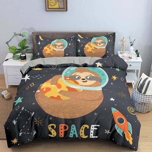 Sloth Duvet Cover Sets Kids Bedding Set Soft Microfiber Cartoon Quilt Cover for Girls Boys Children Comforter Bedding Home Decor