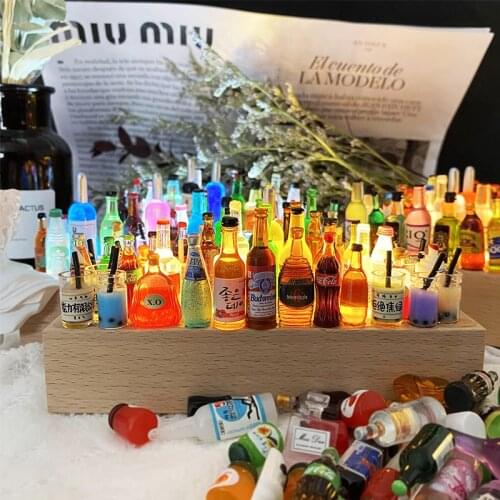 DIY Novel LED Mini Wine Bottle Night Light Miniature Model Of Luminous Small Ornaments Car Interior Bar Decoration Nightlights