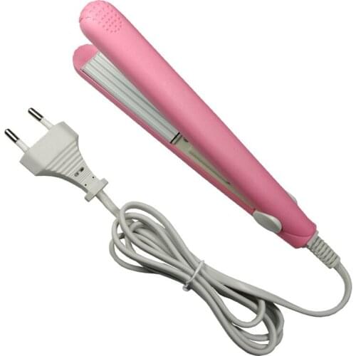 European standard plug pink blue purple mini electric splint wet and dry hair straightener creative household corn clip curler