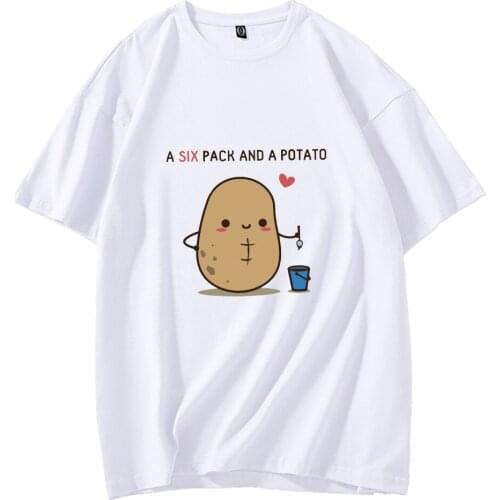 Harajuku Women Oversized Cotton Kawaii Potatoes T Shirt Best Friends Tops 90s Aesthetic Sweatpants Goth High Waist Striped Pants