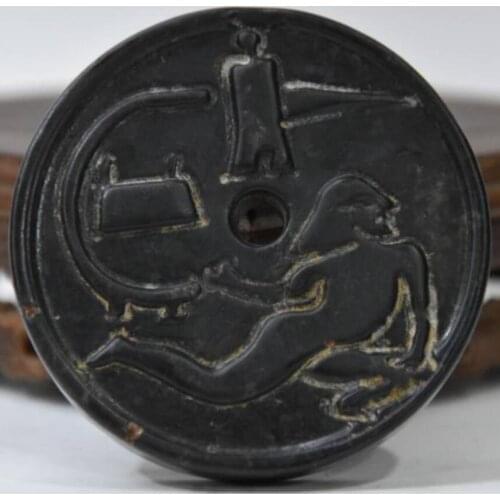 Hongshan culture archaize black iron meteorite sculpture beauty statue