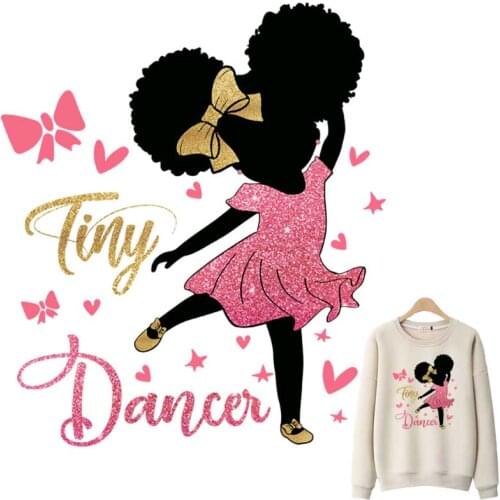 Beautiful Black Girl Iron-On Patches For Clothing DIY Washable T-Shirts Heat Transfers Stickers Cartoon Style Clothes Appliqued