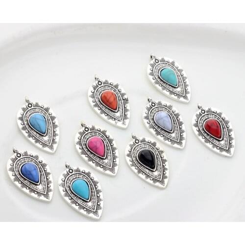 Fashion 4pcs/lot 20*35mm Vintage Alloy Water Drop Charms CONCHO Pendant For DIY Necklace Jewelry Finding Accessories