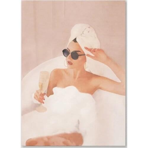 HD Prints Canvas Wall Art Painting Lady Pink Bathe Drink Modular Friday Pictures Home Decoration Poster Living Room Framework
