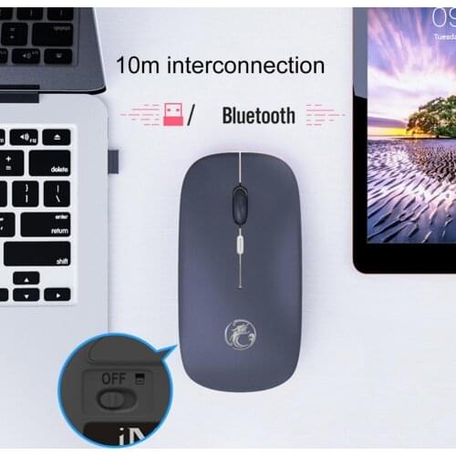 E-1300 Mouse Wireless 2.4G Bluetooth 5.1 Dual Mode Rechargeable 800/1200/1600 DPI Wireless Gaming Mouse for Computer