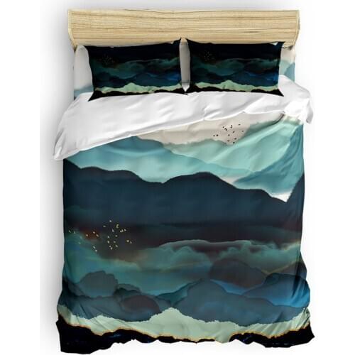 Watercolor Dark Nature Landscape Duvet Cover Set 2/3/4pcs Bedding Set Bed Sheet Pillowcases Cover Set
