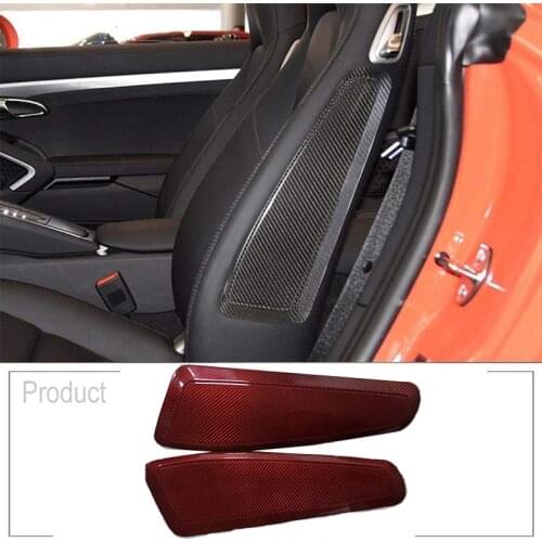 Car Interior Accessories Seat Side Trim Panel Seat Handle Real Carbon Fiber Sticker For Porsche 718 2016 2017 2018 911 2010~2017