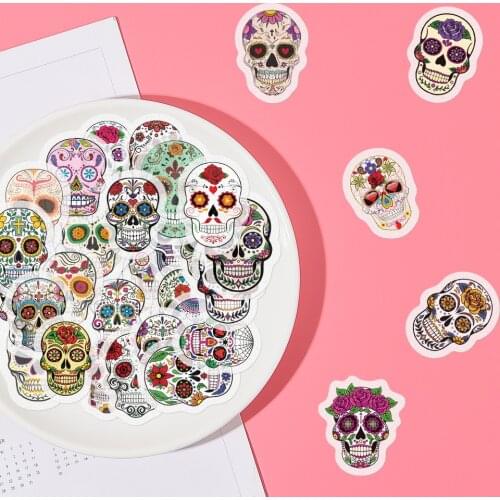 40 PCS Cartoon Skull Series Stickers Childrens Toys Stationery Stickers DIY Notebook Handbook Diary Stickers