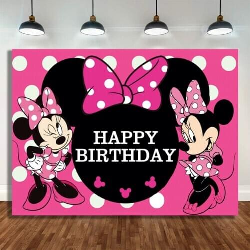 Customizable Minnie Mouse Photography Backgrounds Vinyl Cloth Photo Shootings Backdrops for Kid Baby Birthday Party Photo Studio