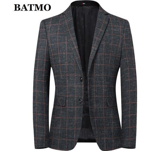 Batmo 2020 new arrival high quality wool plaid casual blazer men,mens suits jackets ,casual jackets men 9837