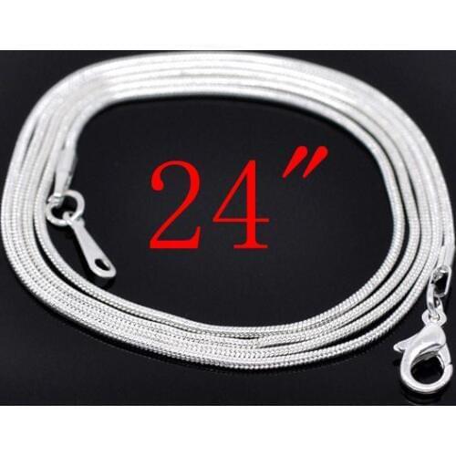 DoreenBeads Silver color Lobster Clasp Snake Chain Necklaces 24",sold per pack of 12
