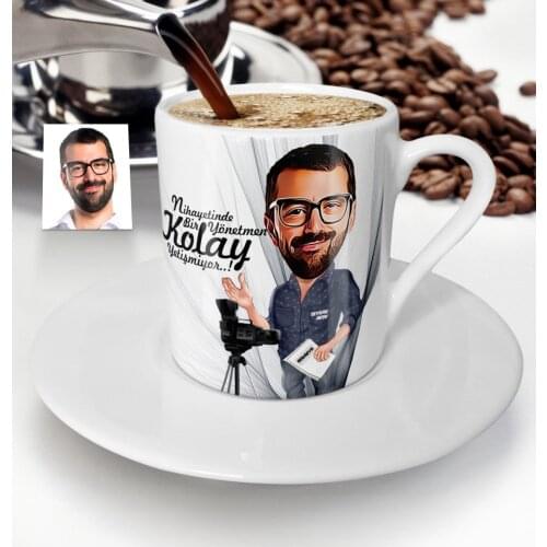 Personalized Mr Director Cartoon Turkish coffee Cup-1