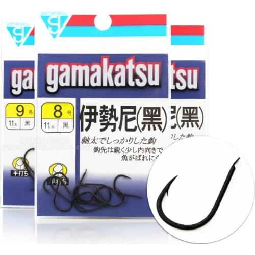 Gamakatsu ISEAMA Black Fishing Hooks Barbed Hooks Carbon Steel Carp Fishing Anzol Ultra Point Sharpened Fishhooks Pesca 1#-16