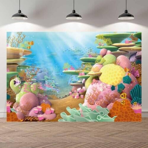 Seekpro Photography Background under the sea world party cartoon kids happy birthday party baby shower Backdrop Photo Photocall