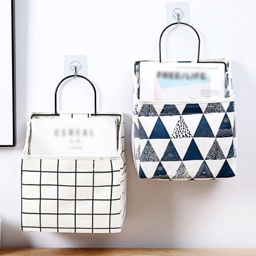 1Pc Lattice Hanging Storage Bag Bedside Storage Organizer Dorm Room Phone Book Magazine Storage Bag Holder With Hook Bed Pocket