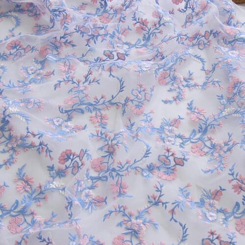 50x130cm organza Vintage court style small floral Embroidered lace fabric diy dress skirt clothing Home decoration fabric