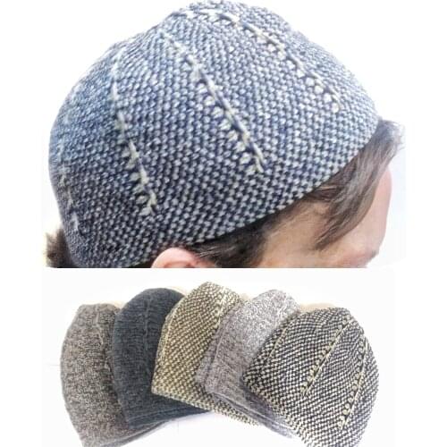 5 pcs Men Muslim Prayer Hats Wholesale Chenille Velvet Knitting Skullcap Islamic Prayer Hat Head Solid Casual, Winter Cap