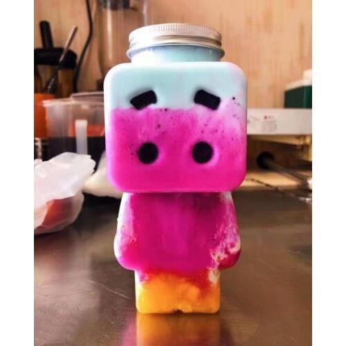 1PCS 500ml Cute Transparent Plastic Bottle PET Plastic Beverage Bottle Milk Tea Shop Packaged Leak-proof Convenient Cup