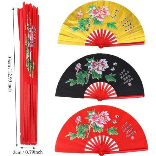 Folding Chinese Kung Fu Fan Tai Fan Martial Artsshirts Kung Fu Tai Taiji Performance Two Dragons Fans Wushu China Traditional