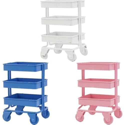 Stainless Steel Handcart Supermarket Shopping Cart Mode Storage Toy Phone Food Holder Cute Gift For Kids 1:12 Doll House Doll