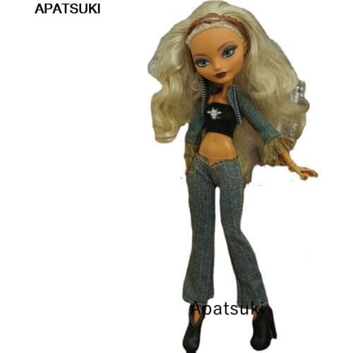 Crop Top Denim Coat Pants Trousers for Bratz Doll Outfits Fashion Doll Clothes For Monster High Accessories 1/6 DIY Kid Toys