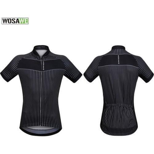 WOSAWE Unisex Bicycle Men Sport Summer Full Zipper Jersey Bike Short Sleeve with Back Pocket for Outdoor Sports Cycling Training