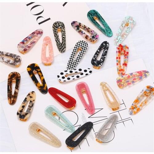 New Fashion Acetate Hollow Waterdrop Hair Clips for Women Girls Sequins Geometric Hairpins Barrettes Headband Hair Accessories