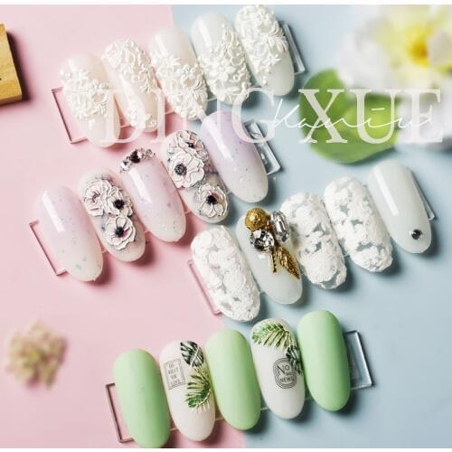 1pc 3D Acrylic Engraved Flower Nail Sticker Embossed Flower Nail Water Decals Fashion Empaistic Nail Water Slide Decalsi Z068