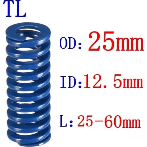 1Pcs Blue Light Load Spiral Stamping Compression Die Spring Outer Diameter 25mm Inner Diameter 12.5mm Length 20-60mm