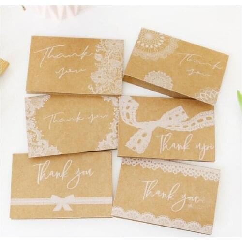 10Set wholesale envelope Lace Thank you leather 6 stickers+6 envelopes+6 folded cards greeting card