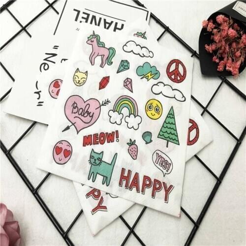 33*33cm Creative Unicorn Color Printed Napkins Square Paper Towel Restaurant DIY Birthday Baby Shower Folding Paper Decoration