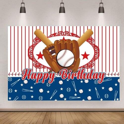 Baseball Sports Cartoon Theme Boy Birthday Background for Cake Photography Baby Shower Backdrops Photocall Studio Prop