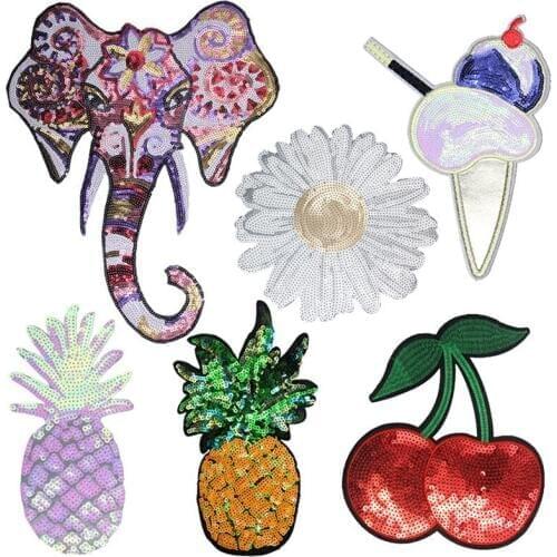 Flower Elephant Sequins Embroidered Cherry Pineapple Fruits Stickers Patch Patches Clothing Accessories Clothing T-shirt Decor