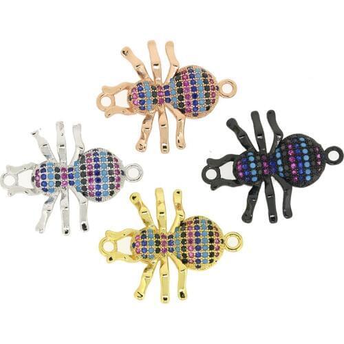 Dankaishi Spider Insect Charms for Jewelry Making Metal Pendant Paved with Colorful Rhinestone Crystal Cute Stuff for Girls Gift