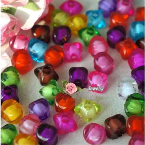 Kids DIY Beads Acrylic Faceted Square Beads Bracelets Jewelry Findings Making Four Corners Acrylic Charms 9*10mm 100Pc/Bag Whsle