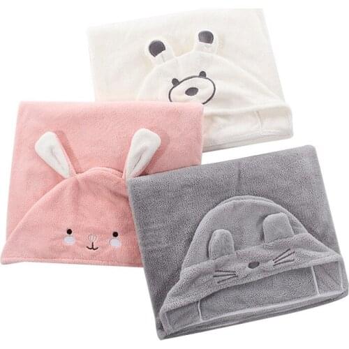 Under Seven Kids Hooded Bath Towel Super Absorbent Coral Velvet Good Quality Bath Towels Kids Soft Bathrobe Pajamas 67*120cm