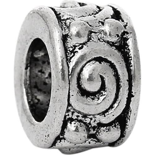 DoreenBeads 50PCs Silver Color Swirl Eye Tube Spacers Beads Fit European Charm 8x5mm new