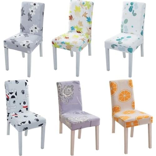 Spandex Elastic Printing Dining Chair Slipcover Modern Removable Anti-dirty Kitchen Seat Case Stretch Chair Cover For Banquet