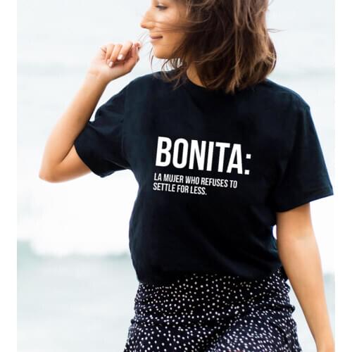 Bonit 100%Cotton Printed Women Tshirt Latina Funny Summer Mexicana T Shirt Spanish Casual O-Neck Short Sleeve Tops Latina Gifts