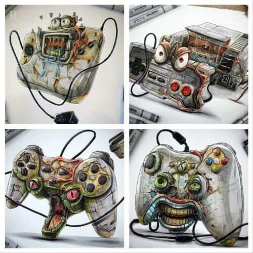 Gamepad Monster Game Console PS4 Game Poster Wall Poster Canvas Painting Wall Decor Wall Art Picture Use for Boys Room Decor