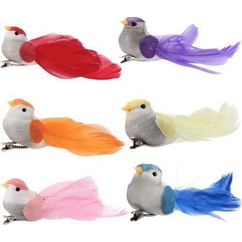 Mini Craft Artificial DIY Wedding Decorations Pendan Garden Supplies Feather 6PCS Simulation Ornament Model Fake Bird